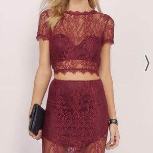 Tobi Whirlwind Romance lace pencil skirt and crop top